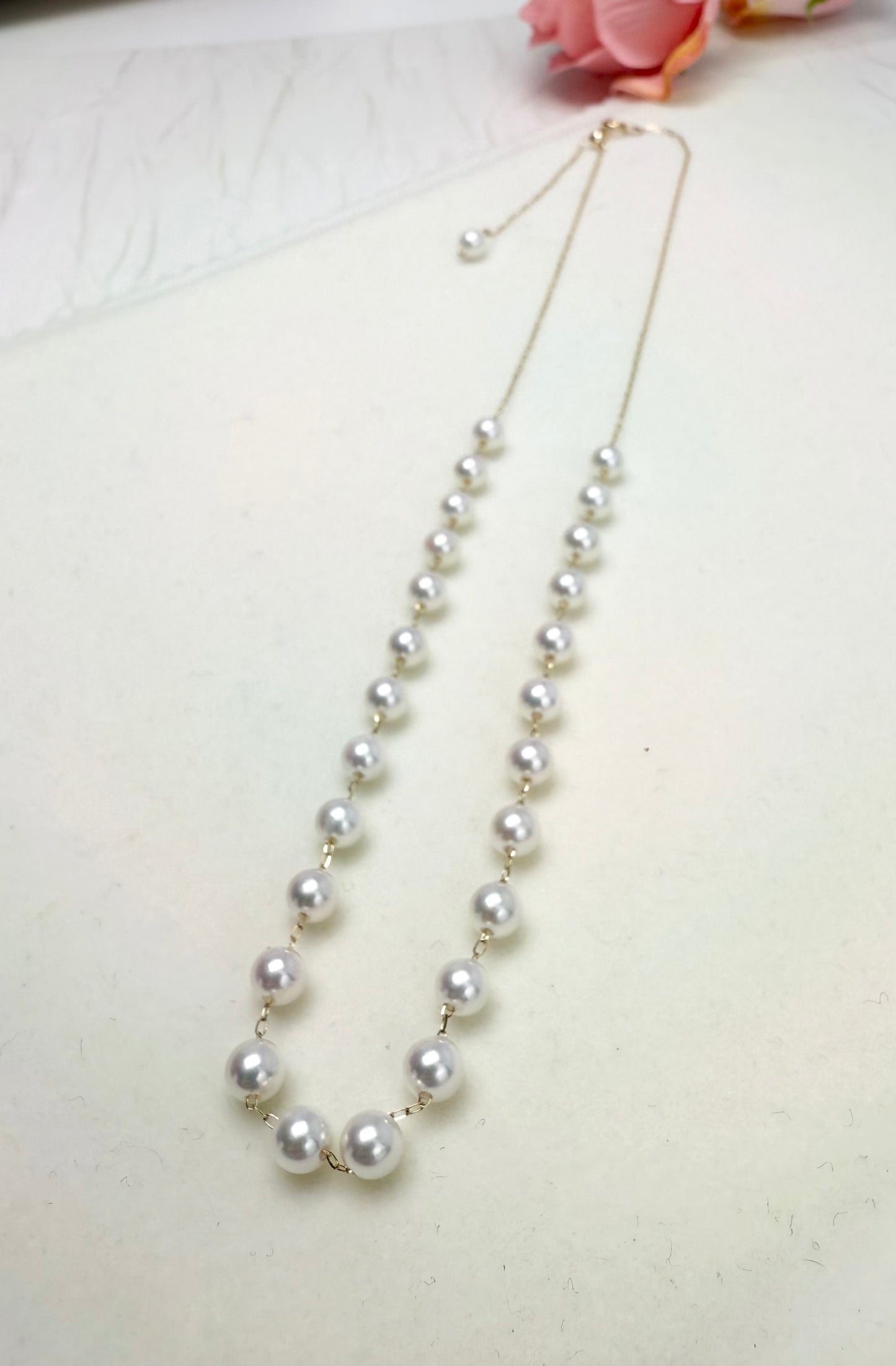 18K solid Gold Designer Akoya Pearls (4.5-5mm) Necklace