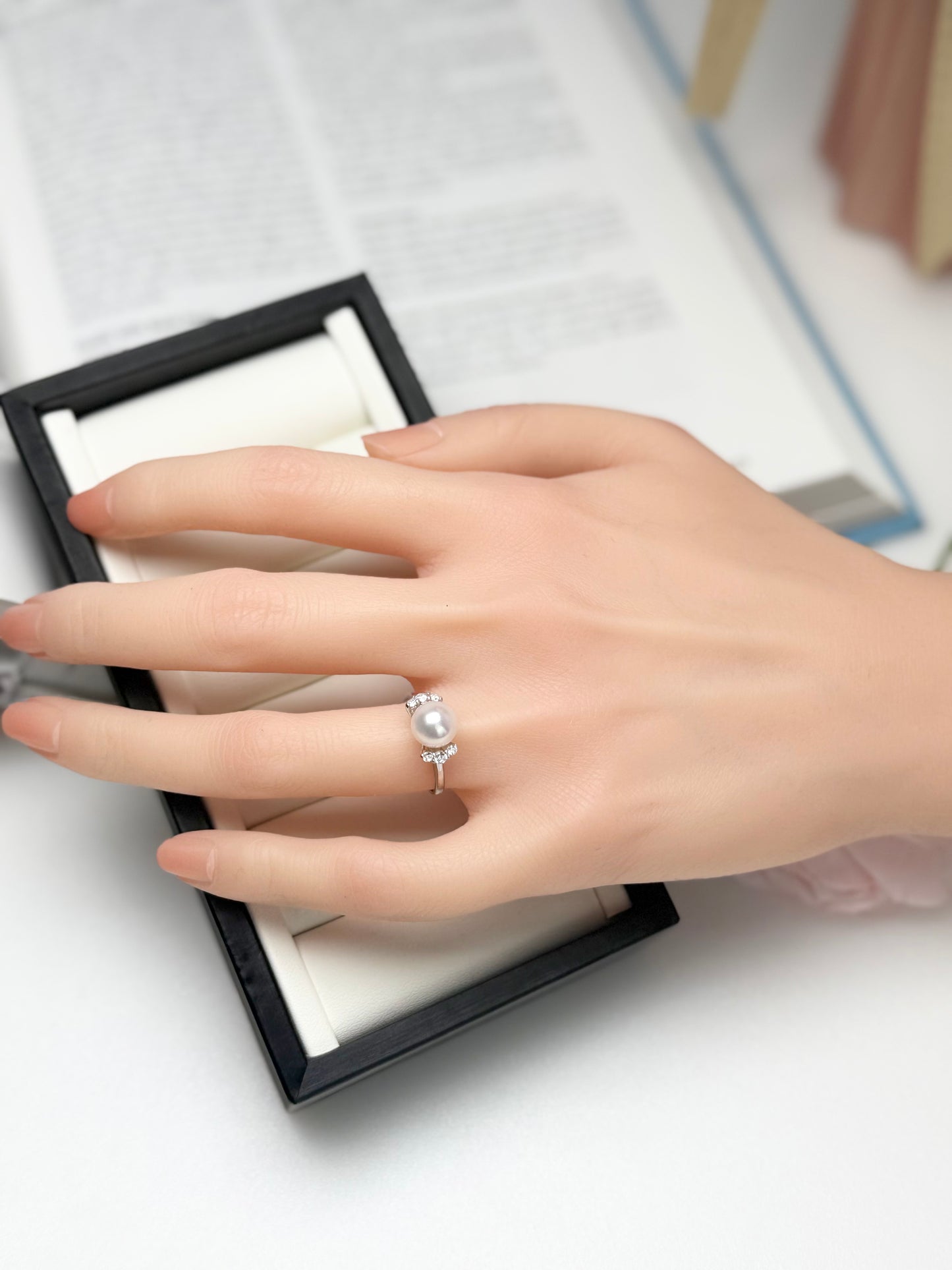 Elegant Japanese Akoya Pearl (8-8.5mm) Ring