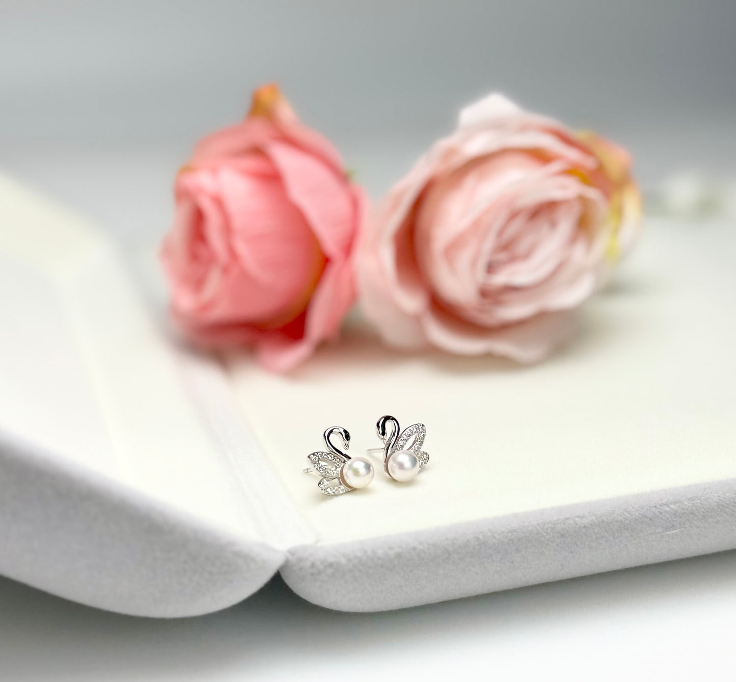 Aurora Swan Akoya Pearls (5-5.5 mm) Earrings.