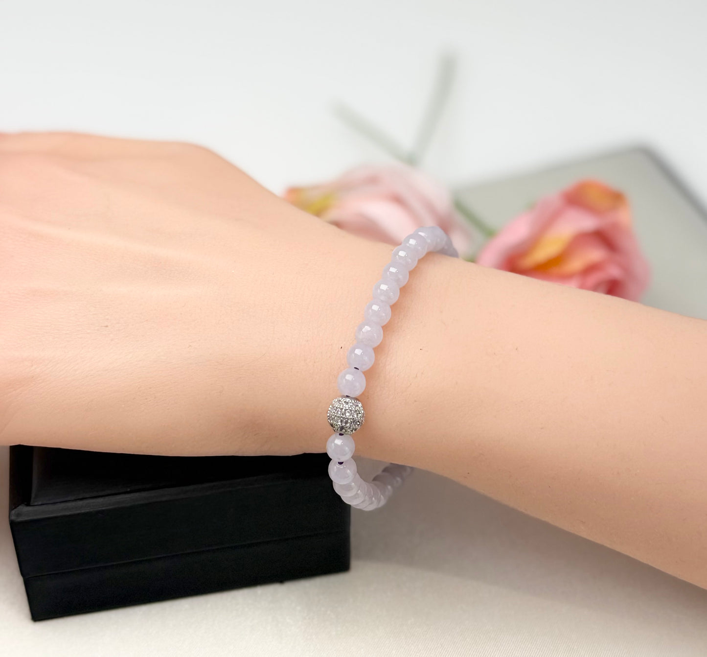 Natural Grade A Lavender Purple Jadeite Serenity Bracelet