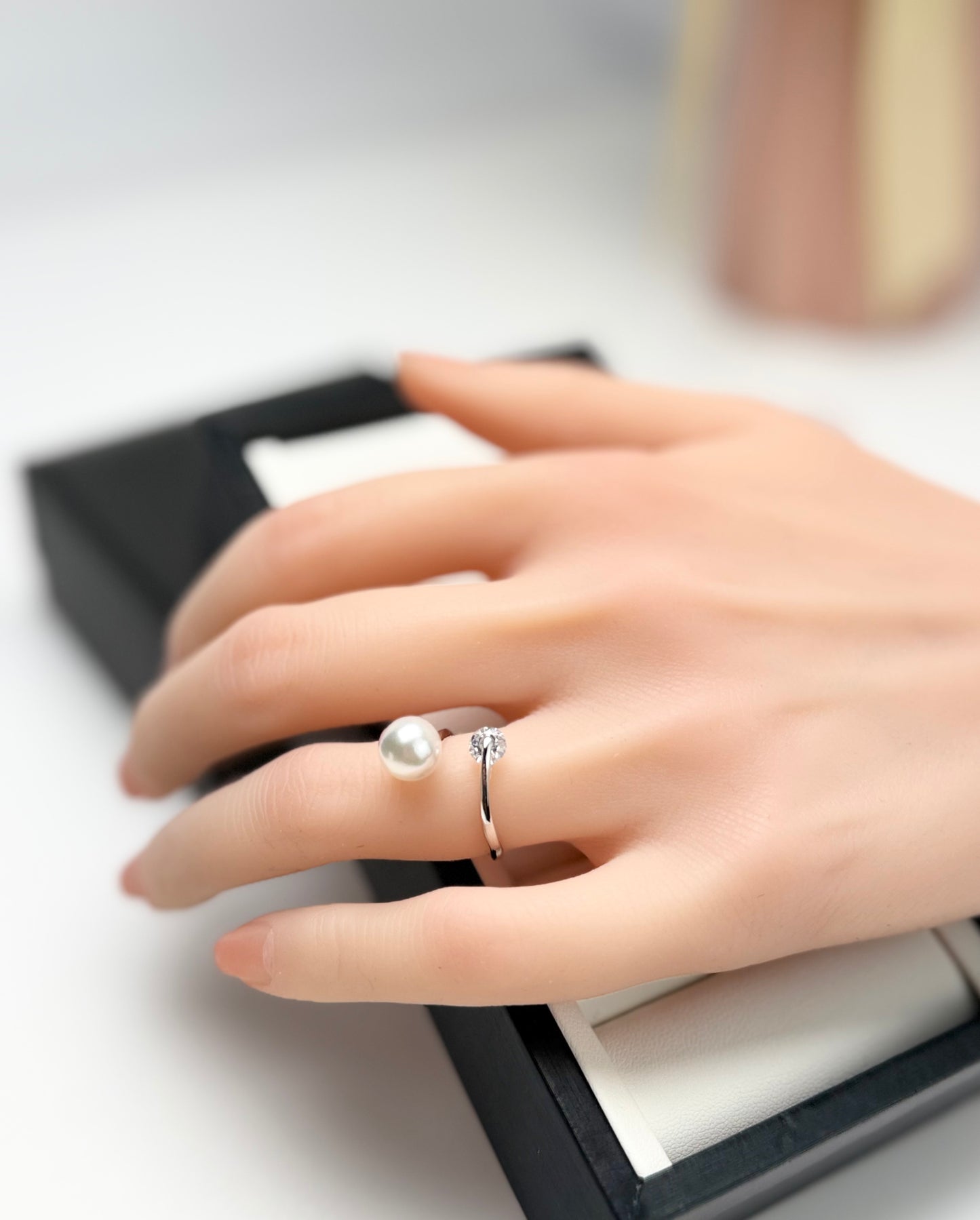 Elegant Designer Japanese Akoya Pearl (8-8.5mm) Ring | Modern Design