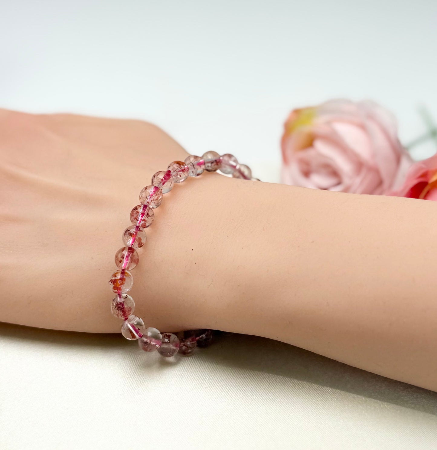 Super 7 Strawberry Crystal Bead Bracelet | Love & Abundance