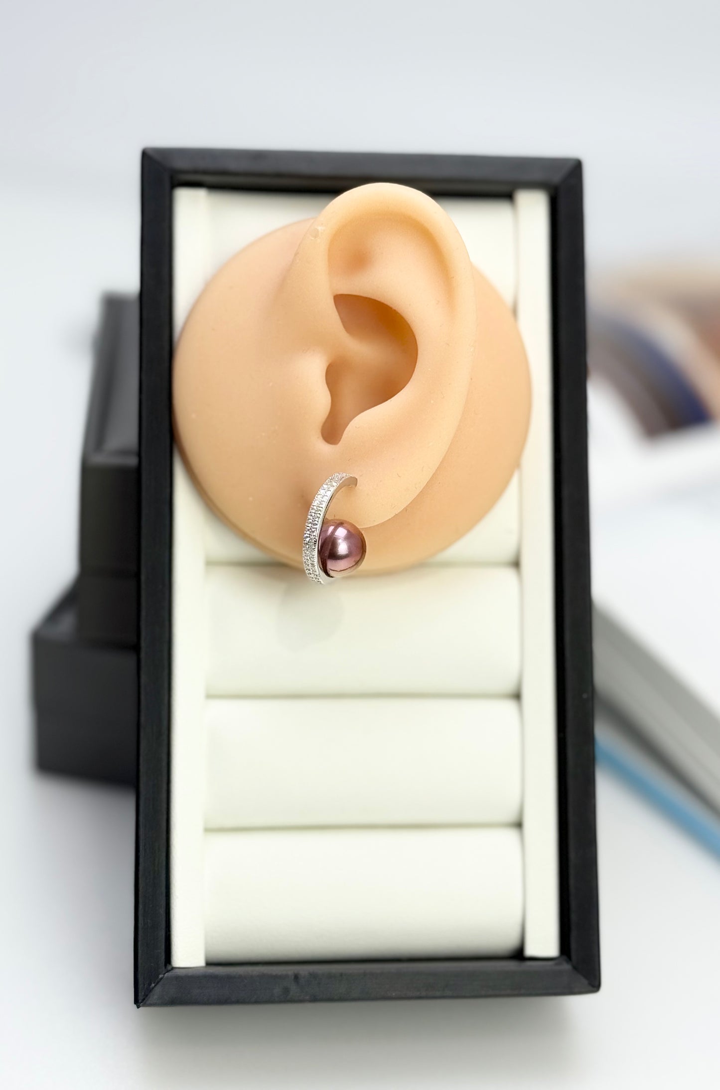 Top Radiance Freshwater Reddish Purple Pearl (9.5 - 10mm) Earrings | Luxurious Pearl Earrings