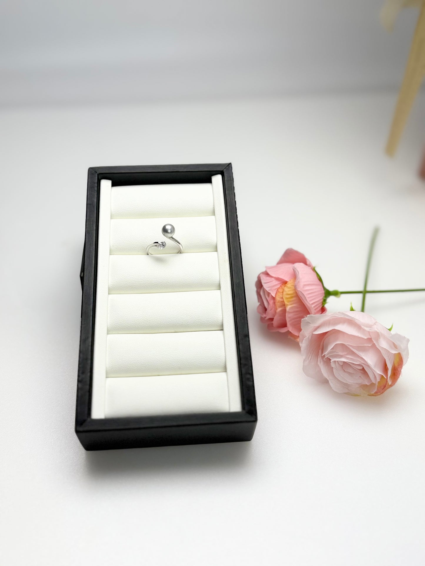 Elegant Designer Japanese Silver Blue Akoya Pearl (7 - 8mm) Ring | Modern Design