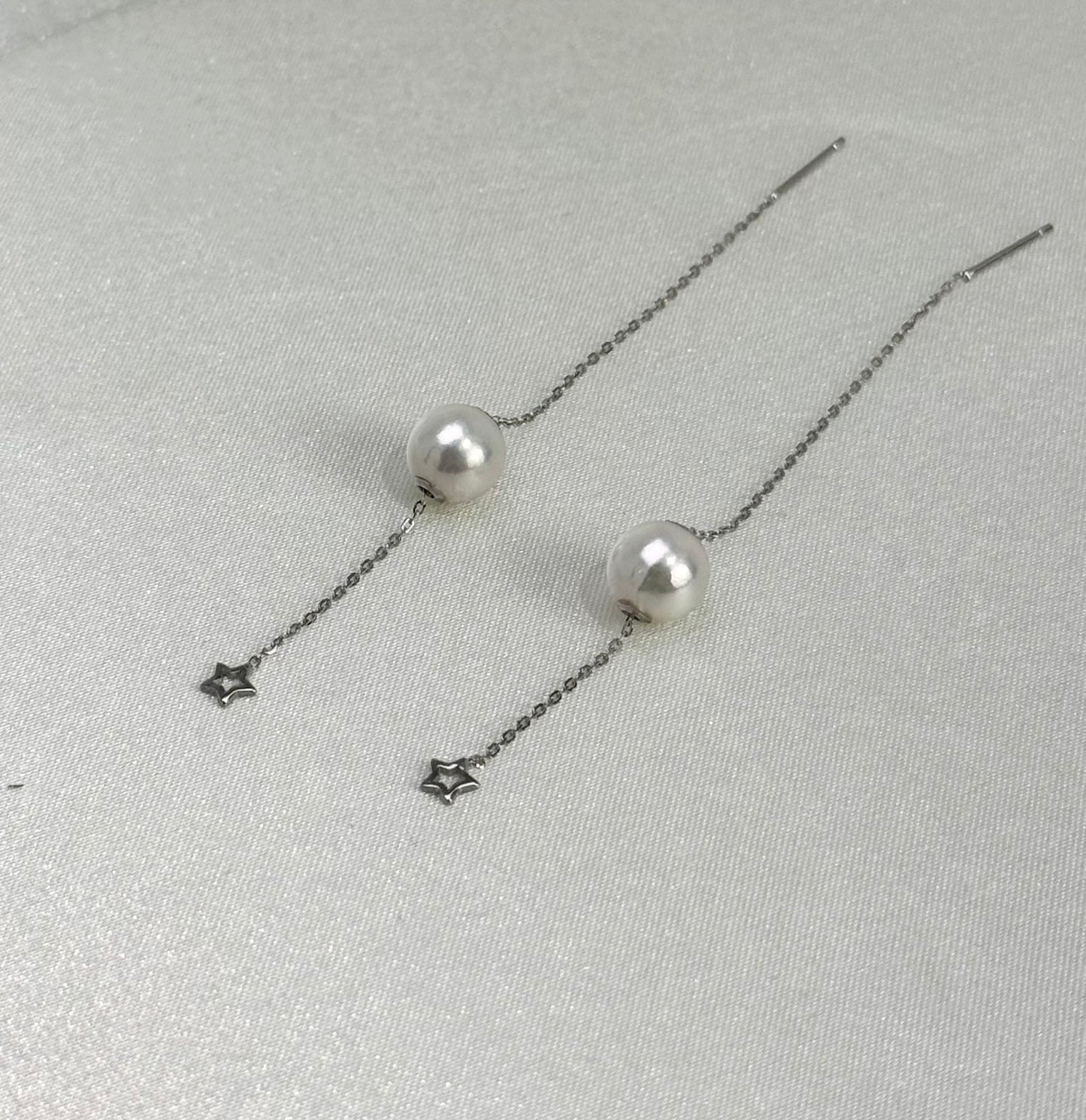 Top Lustre Saltwater Japan Akoya (8.5 - 9mm) Drop String Earrings | Perfect Pearl Jewellery for Every Occasion