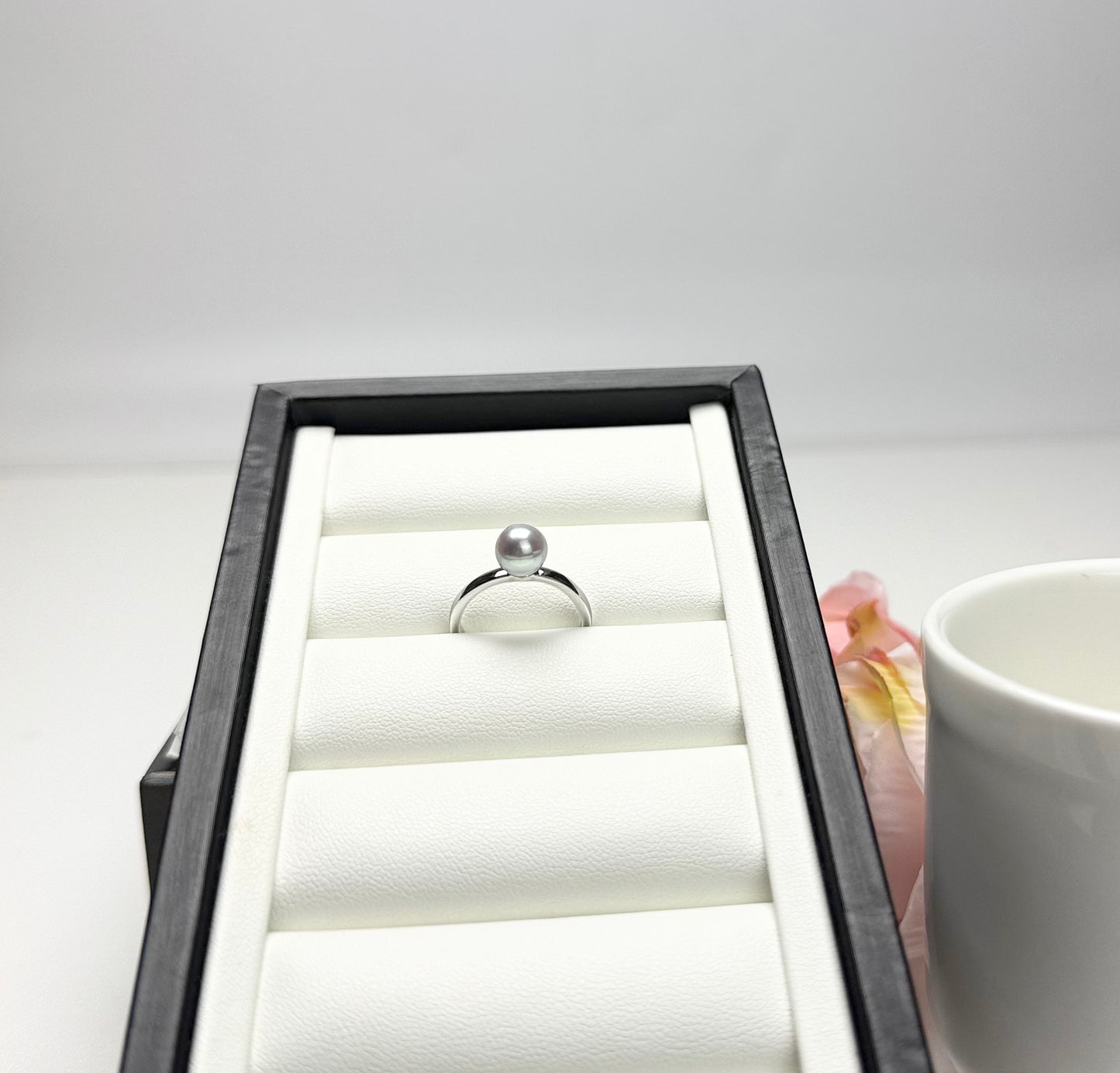 Elegant Japan Silver Blue Akoya Pearl (7-7.5mm) Ring