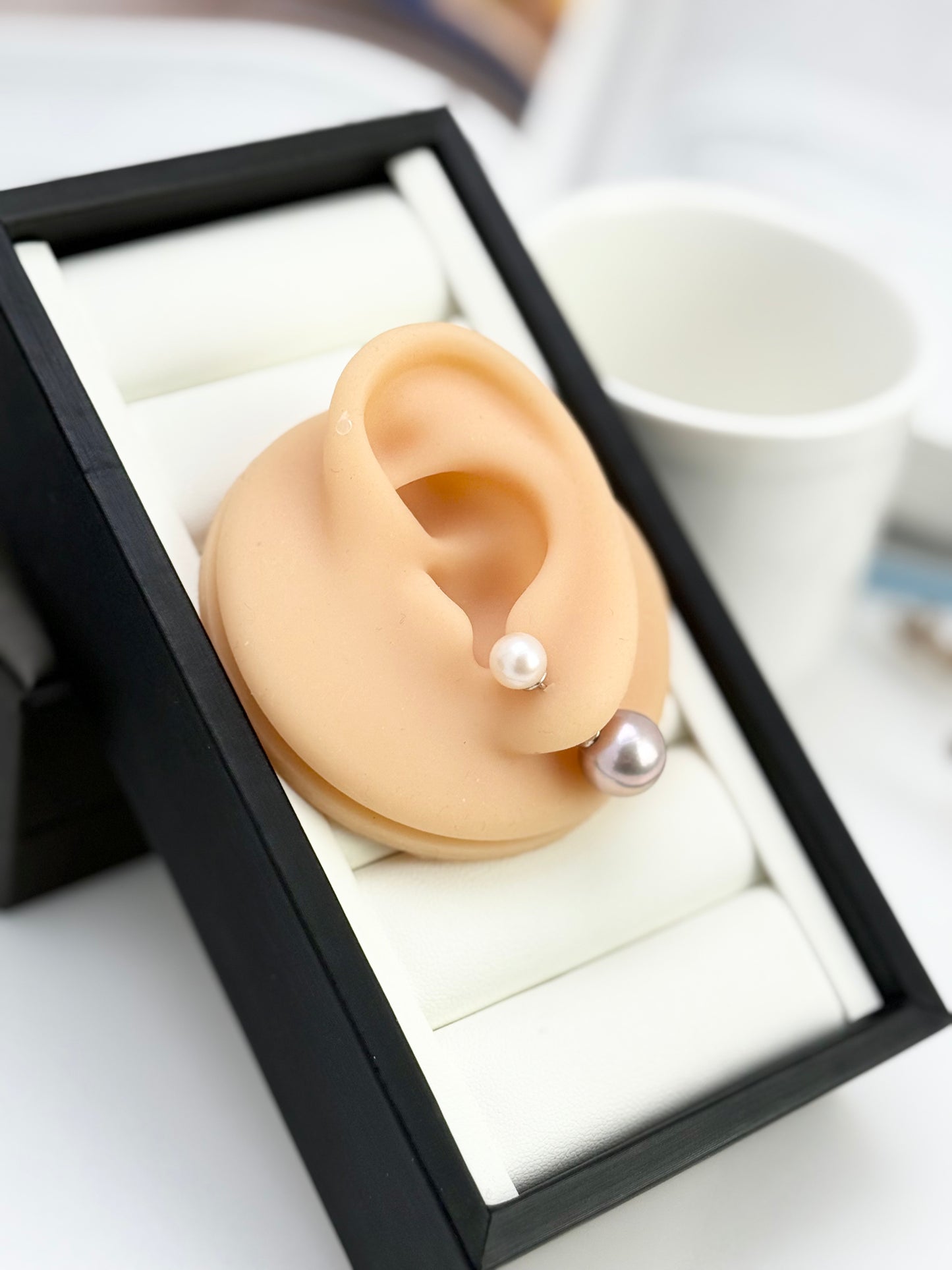 Elegant Pink Edison with White Pearls Ear Studs (11-11.5mm) with CZ | Perfect Pearl Jewellery for Every Occasion