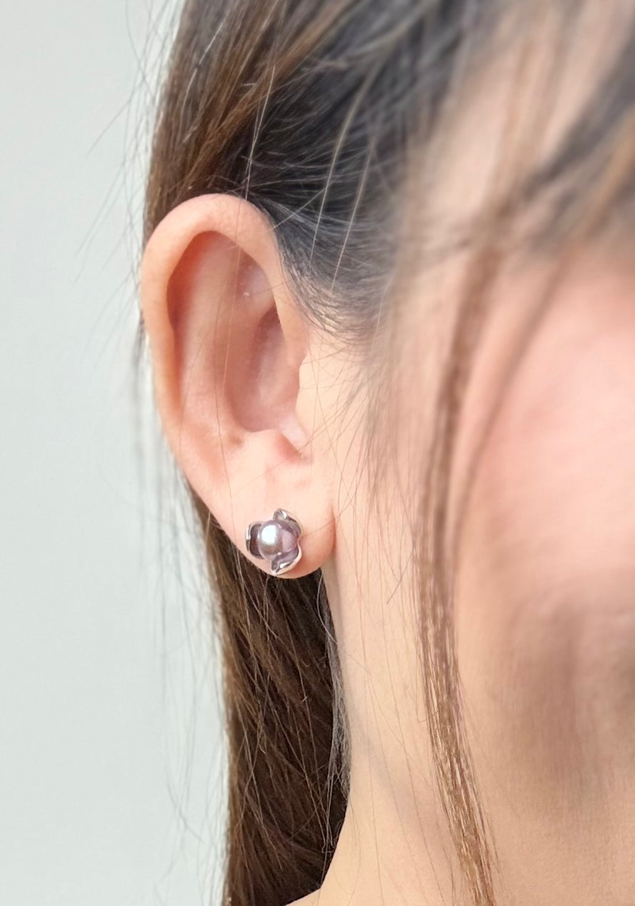 Lotus Flower Metallic Multi-Colour Freshwater Pearls (7-8mm) Earring - Nexus8gg Jewellery