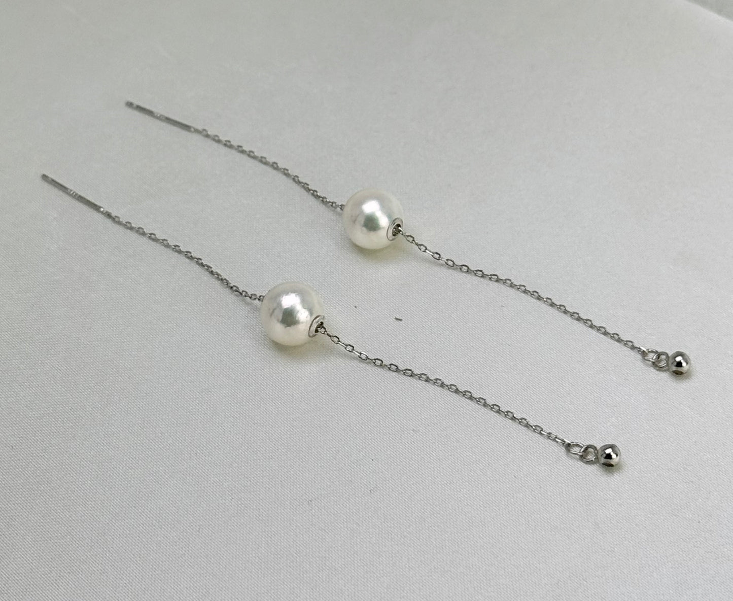 Top Lustre Akoyal (8.5 - 9mm) Drop String Earrings | Perfect Pearl Jewellery for Every Occasion