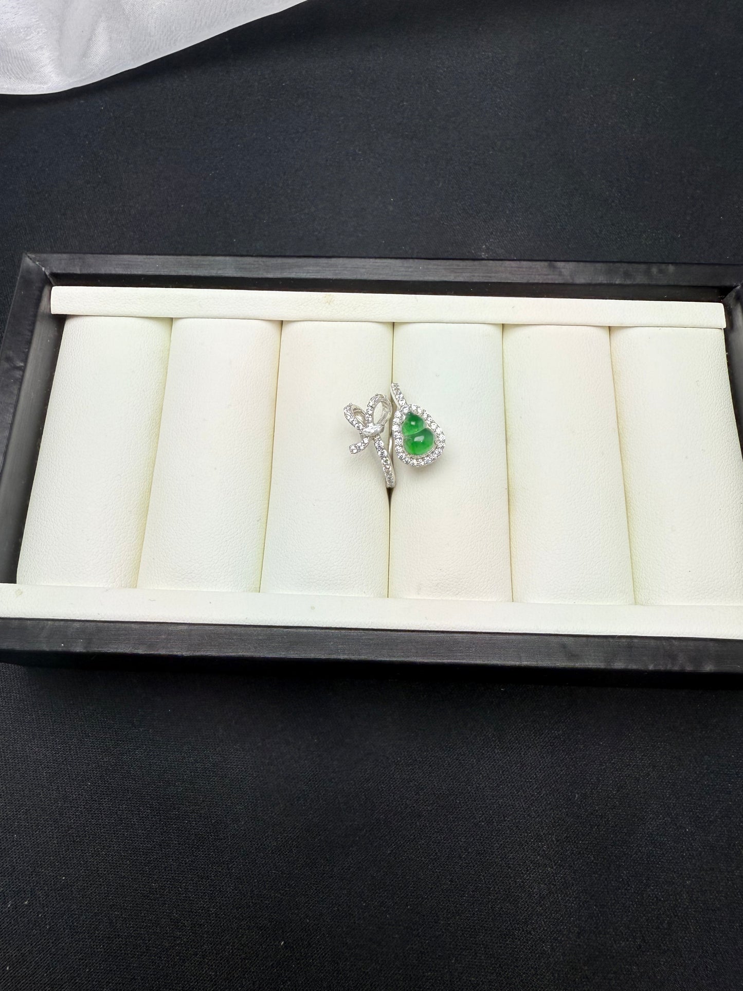 Ribbon-Inspired Grade A Jadeite Ring | Graceful Elegance with a Touch of Charm