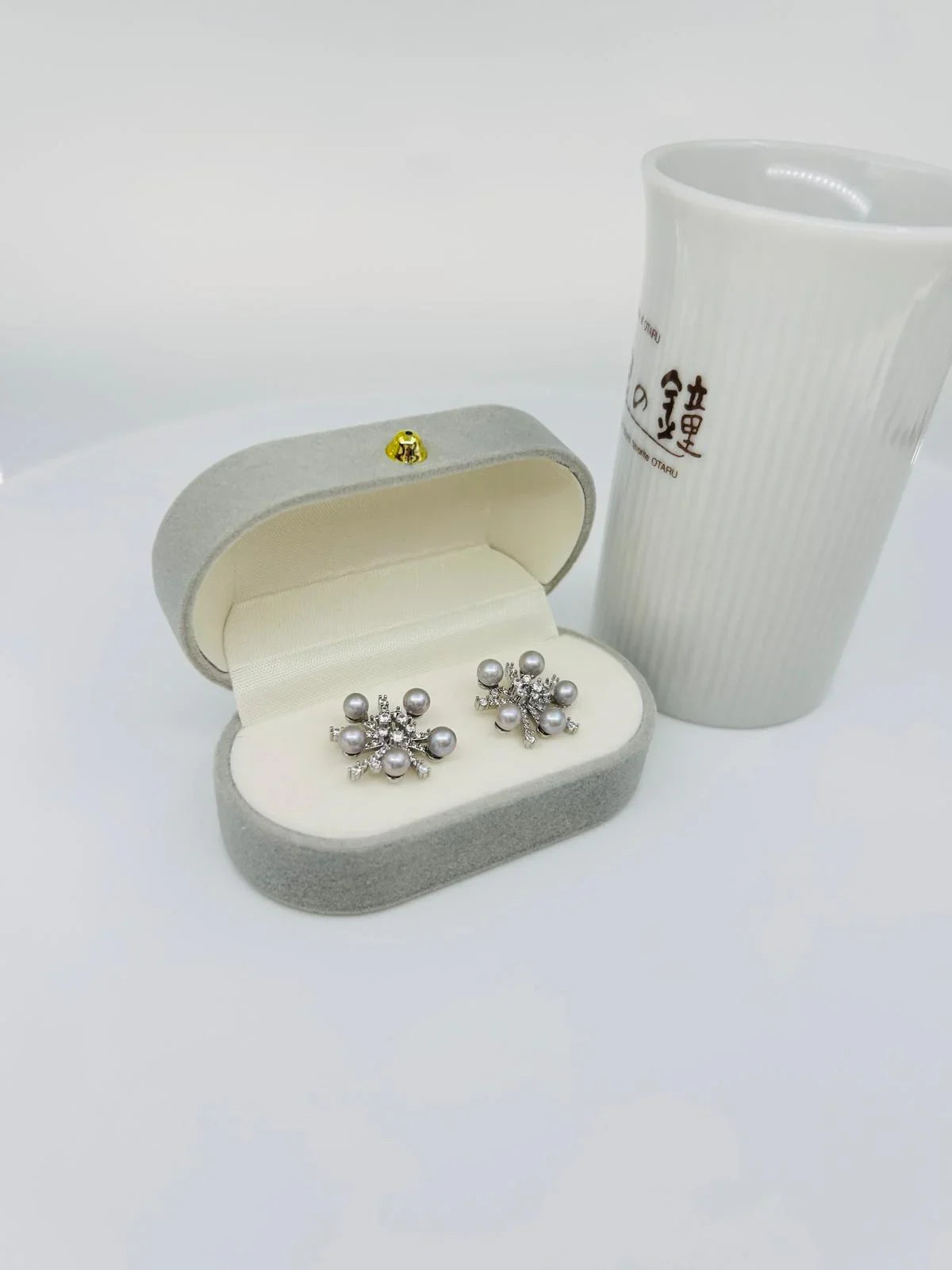 Designer Snowflake Akoya Silver Blue Pearl (4-4.5mm) Earring | Singapore - Nexus8gg Jewellery