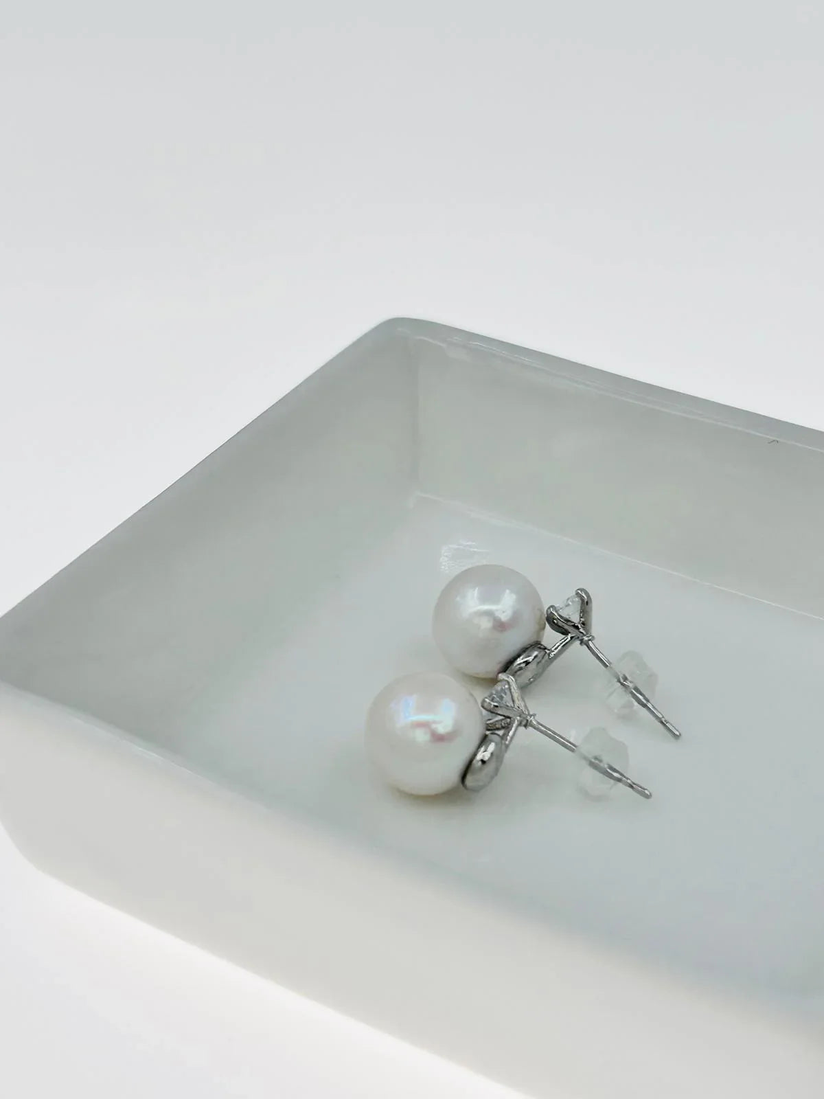 Elegant Freshwater White Pearl Earring (10.3 - 10.5mm) with CZ - Nexus8gg Jewellery