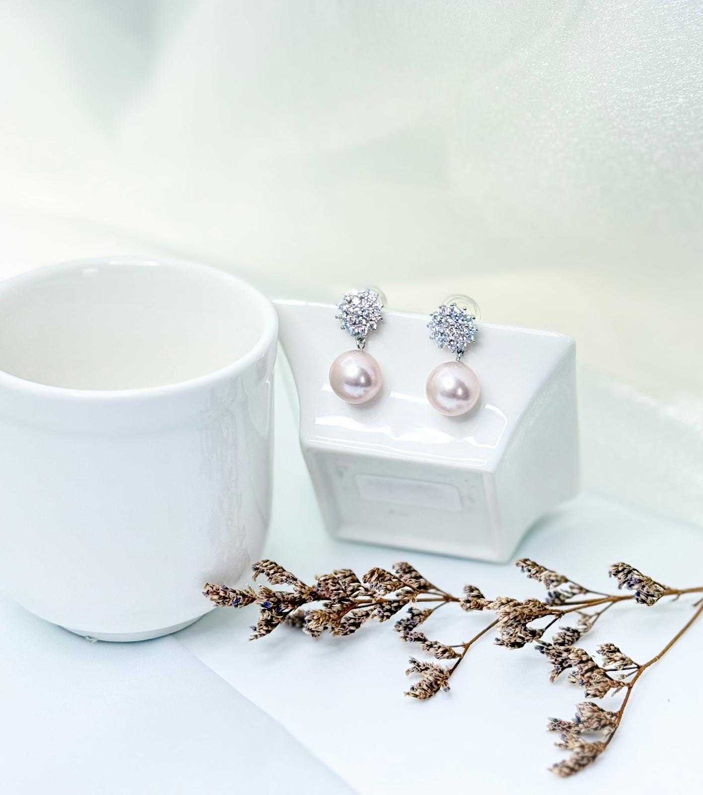 Elegant Manta Rose Edison Pearl Earrings (11.7mm) | Luxury Pearl Earrings for Every Occasion - Nexus8gg Jewellery