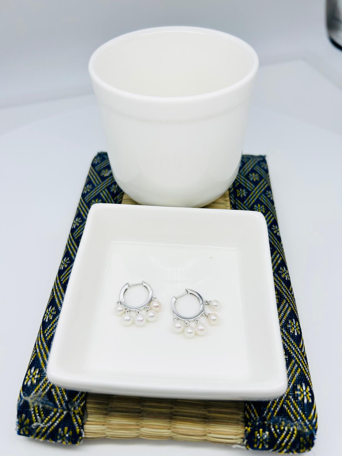 Lovely Freshwater Pearls (4-4.5mm) Hoop Earrings - Nexus8gg Jewellery