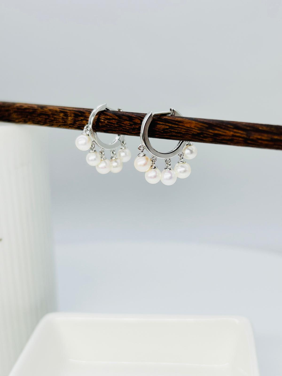 Lovely Freshwater Pearls (4-4.5mm) Hoop Earrings - Nexus8gg Jewellery
