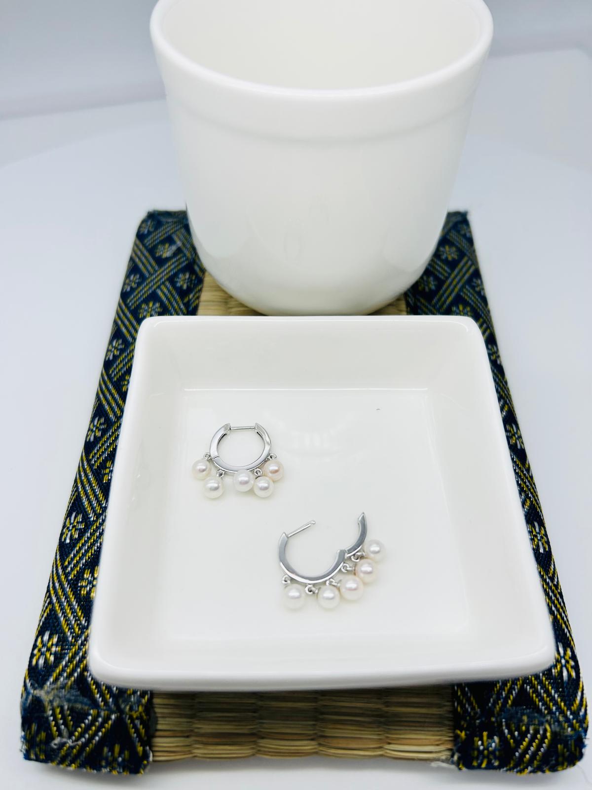 Lovely Freshwater Pearls (4-4.5mm) Hoop Earrings - Nexus8gg Jewellery