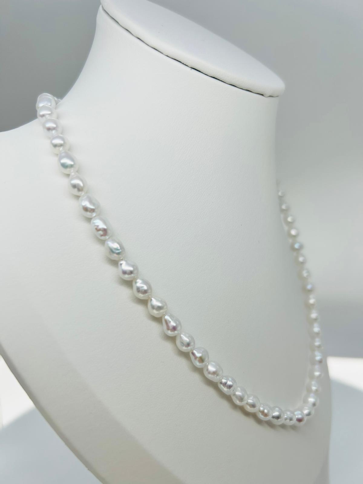 Unique Freshwater White (Blue tone) Keshi Pearl (5 - 5.5 mm) Necklace - Nexus8gg Jewellery