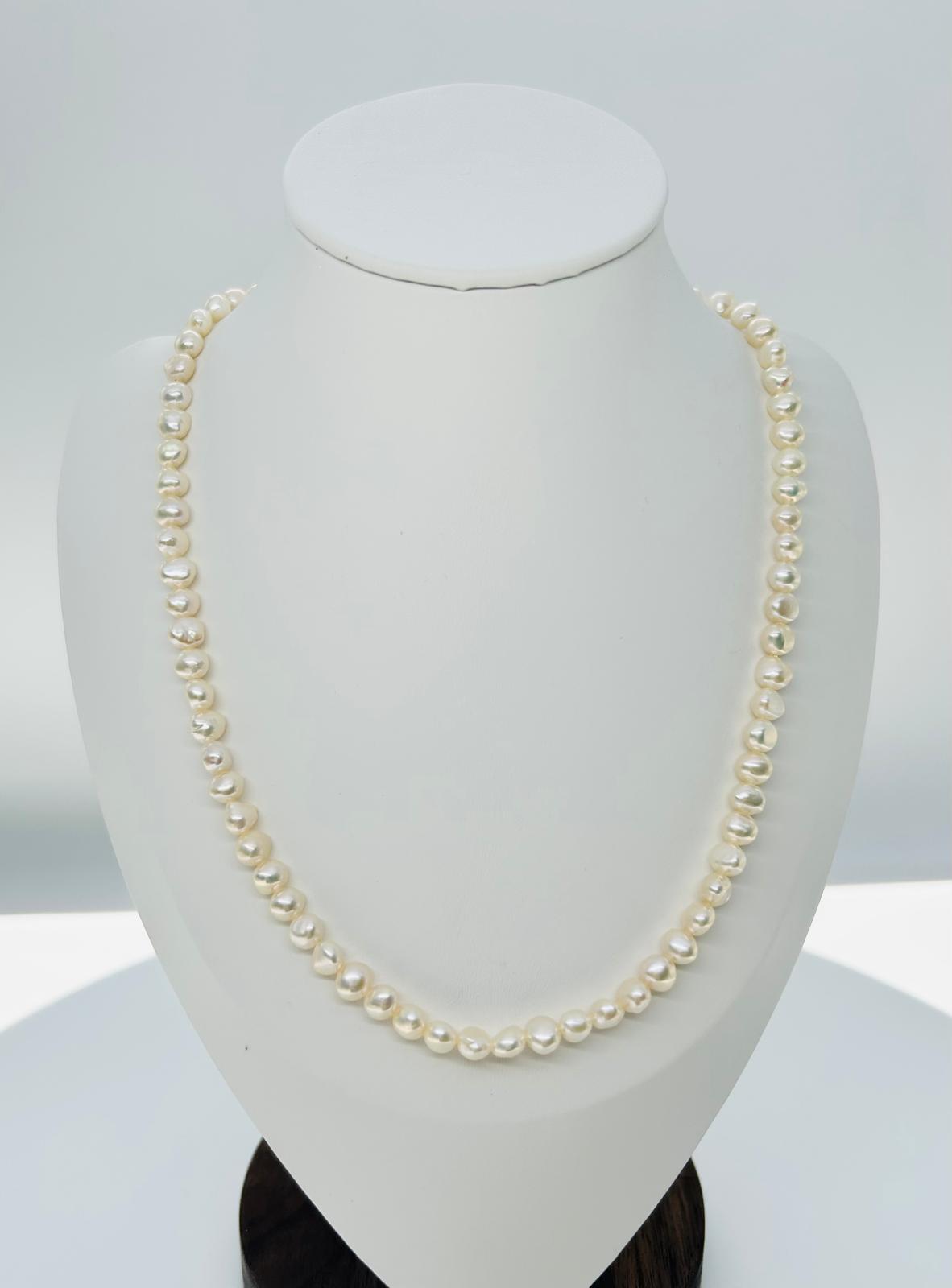 Unique Freshwater White (Golden Tone) Keshi Pearl (4.5 - 6.5m) Necklace - Nexus8gg Jewellery