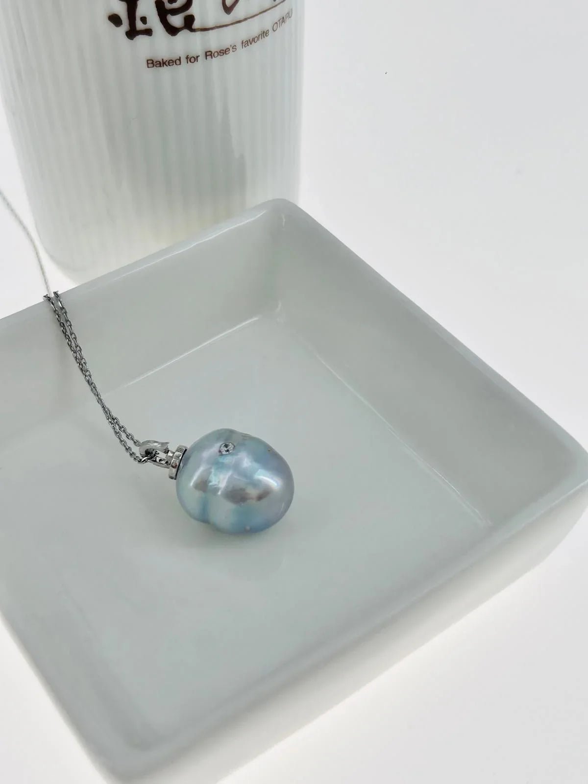 Unique South Sea Baroque Blue-Blood (13 x 17mm) Pendant with CZ - Nexus8gg Jewellery