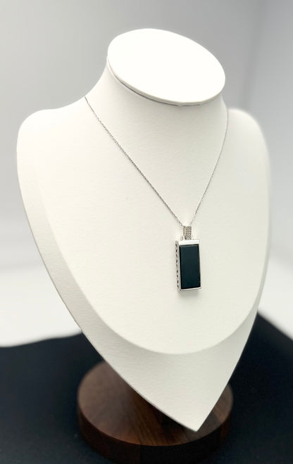 Natural Grade A Rectangle (无事牌）Black Jadeite Pendant | Modern Elegance.
