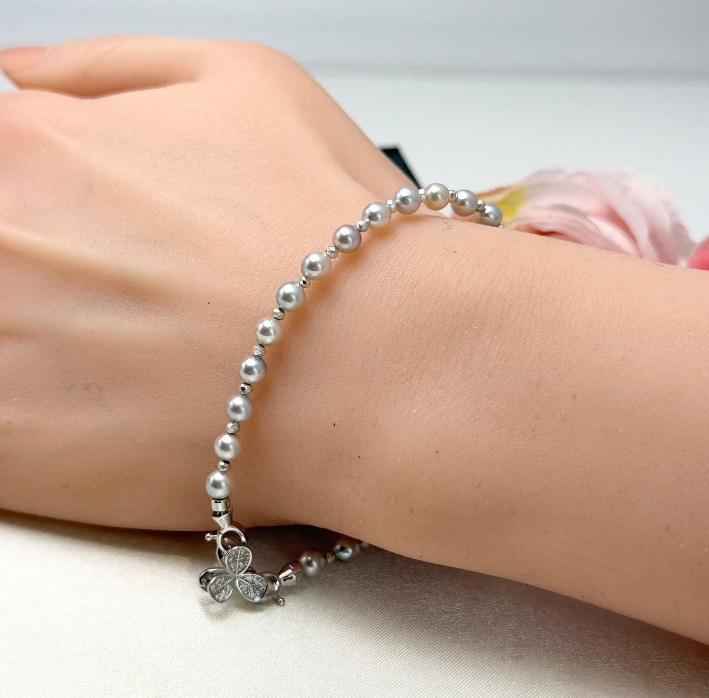 Akoya Silver-Blue Pearl (4-4.5mm) Bracelet | Timeless Elegance in a Cool Glow