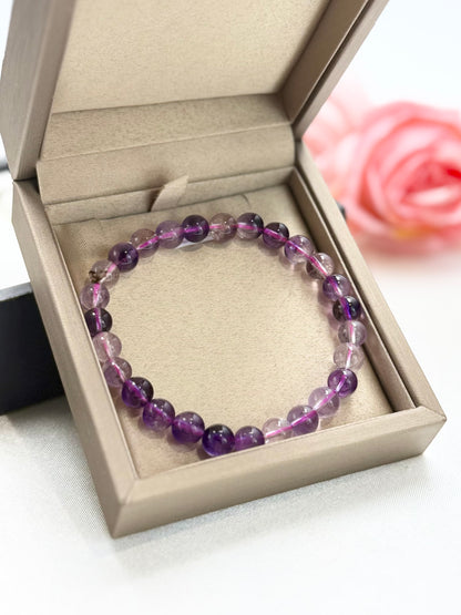 Natural Super 7 Purple Crystal Bead Bracelet