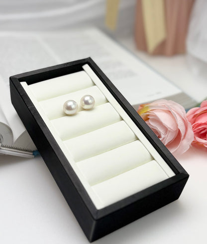18K Solid White Gold Top Lustre White Edison Pearl (12.5-13mm) Stud Earrings.