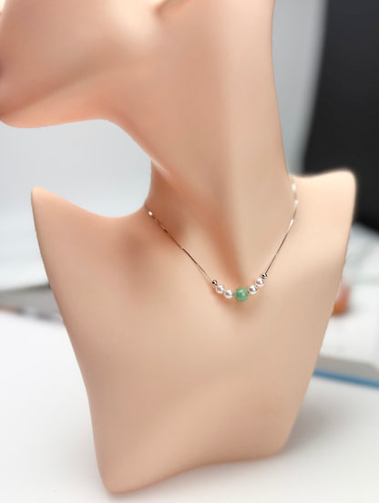 Whispers of the Sea (Japan Akoya Pearl) and Earth (Jadeite) Necklace