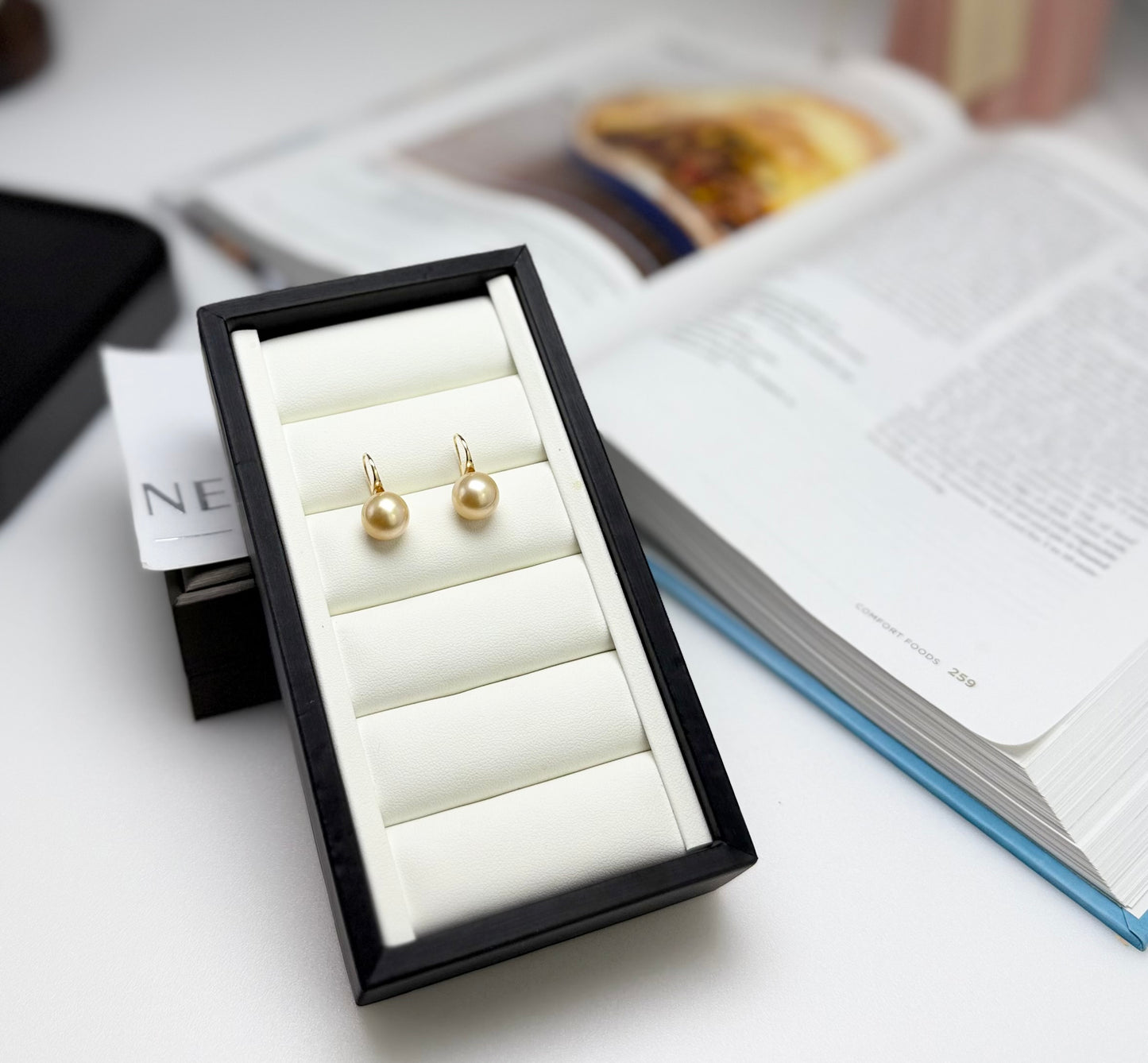 18K Solid Gold High Heel Golden Southsea Pearl Earring (10.5 - 11mm) |Timeless Pearl Earrings