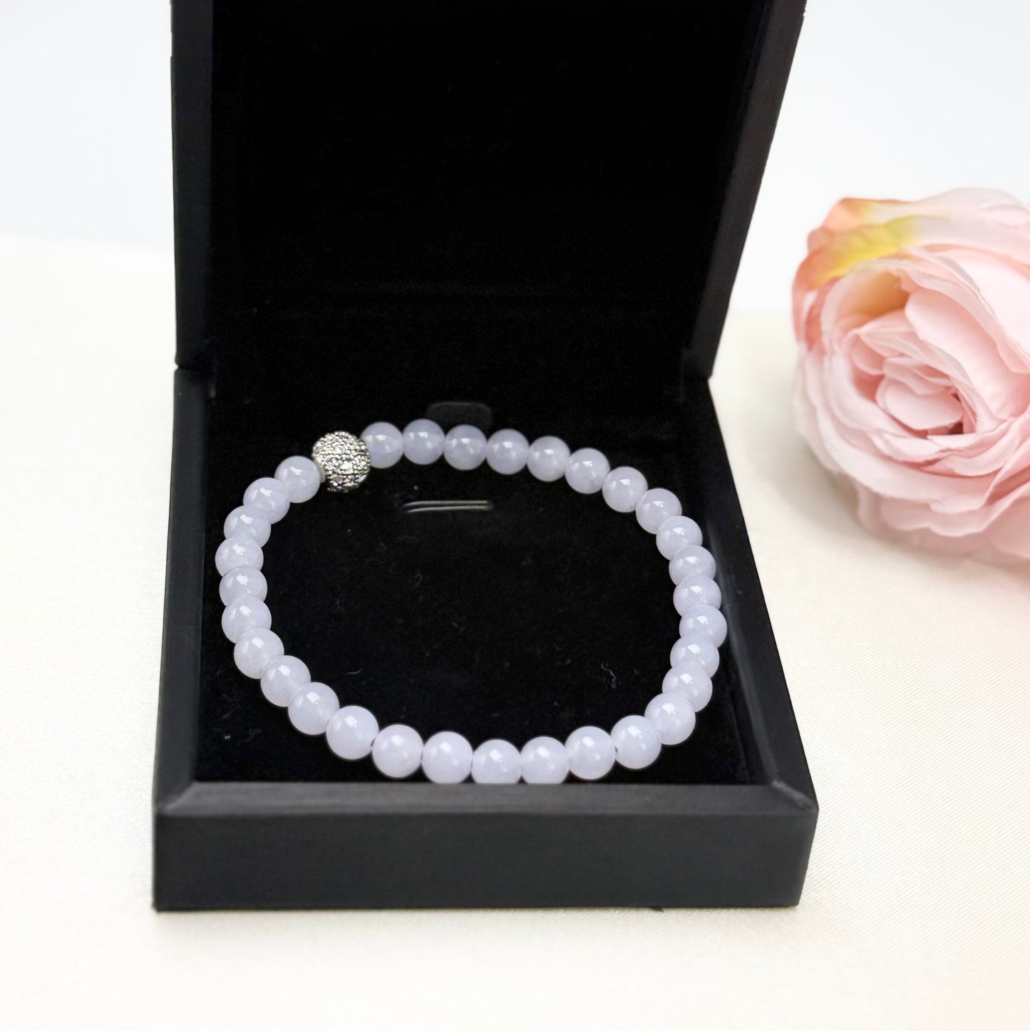 Natural Grade A Lavender Purple Jadeite Serenity Bracelet