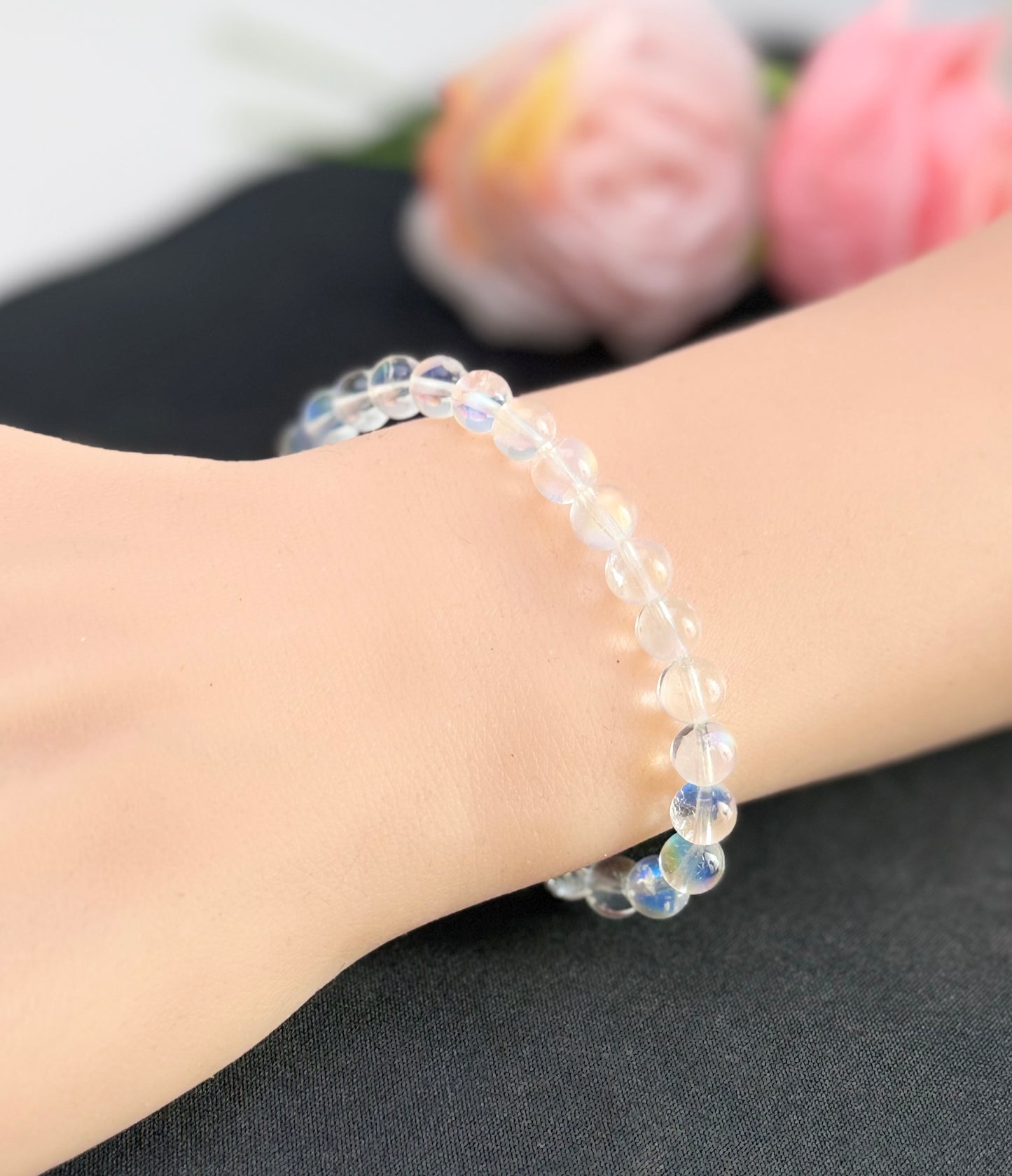 Top Grade Rainbow Moonstone (6.5-7mm) Crystal Bracelet
