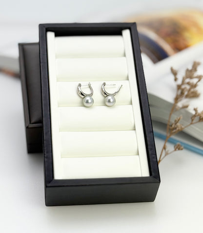 Elegant Saltwater Japan Akoya Silver Blue Pearl Earring (8 - 8.5mm)