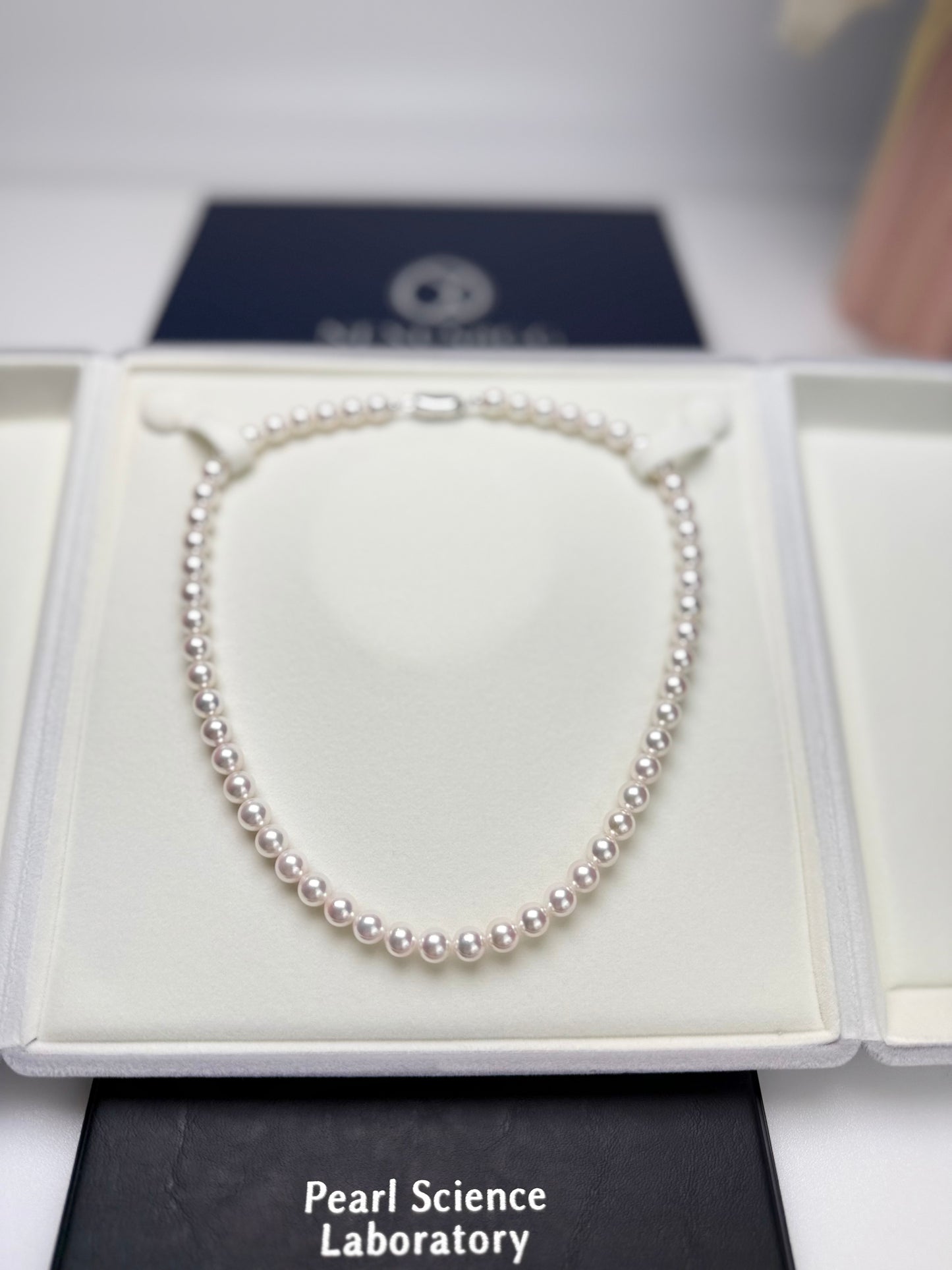 Top Grading Rose Premium Akoya Necklace Set (7-7.5mm) with Certificate (Pearl Science Laboratory)