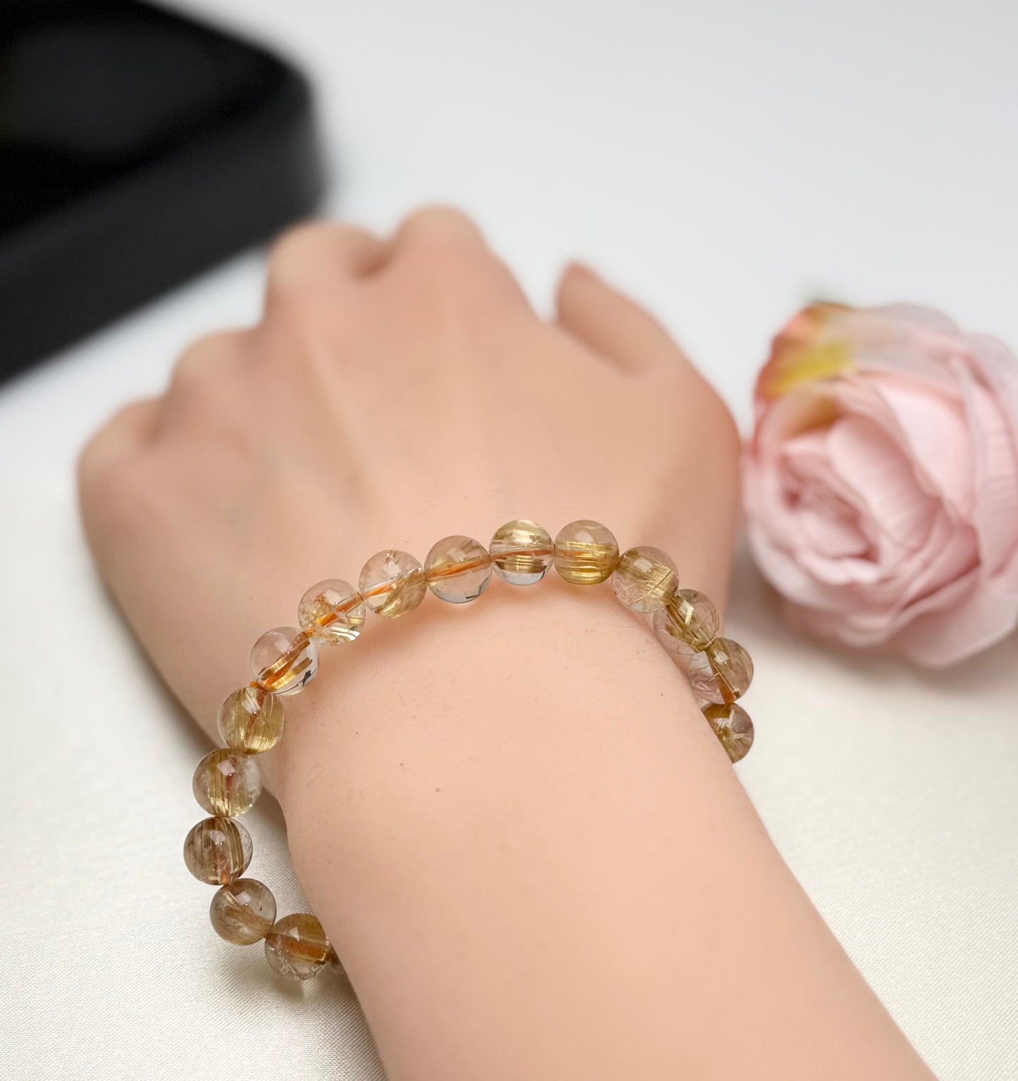 Top Grade Gold Titanium Crystal Bead (8.5-9mm) Bracelet | Golden Radiance