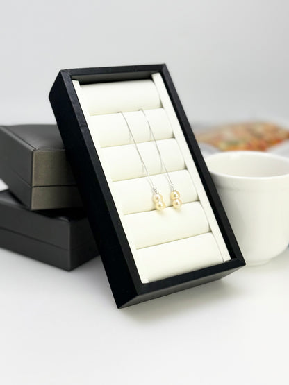 Elegant Saltwater Japan Twin Akoya Pearl Threader Earrings | Classic Drop Design