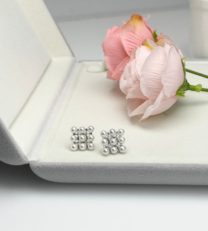 Elegant Blossom Freshwater Pearl (4-4.5mm) Stud Earrings.