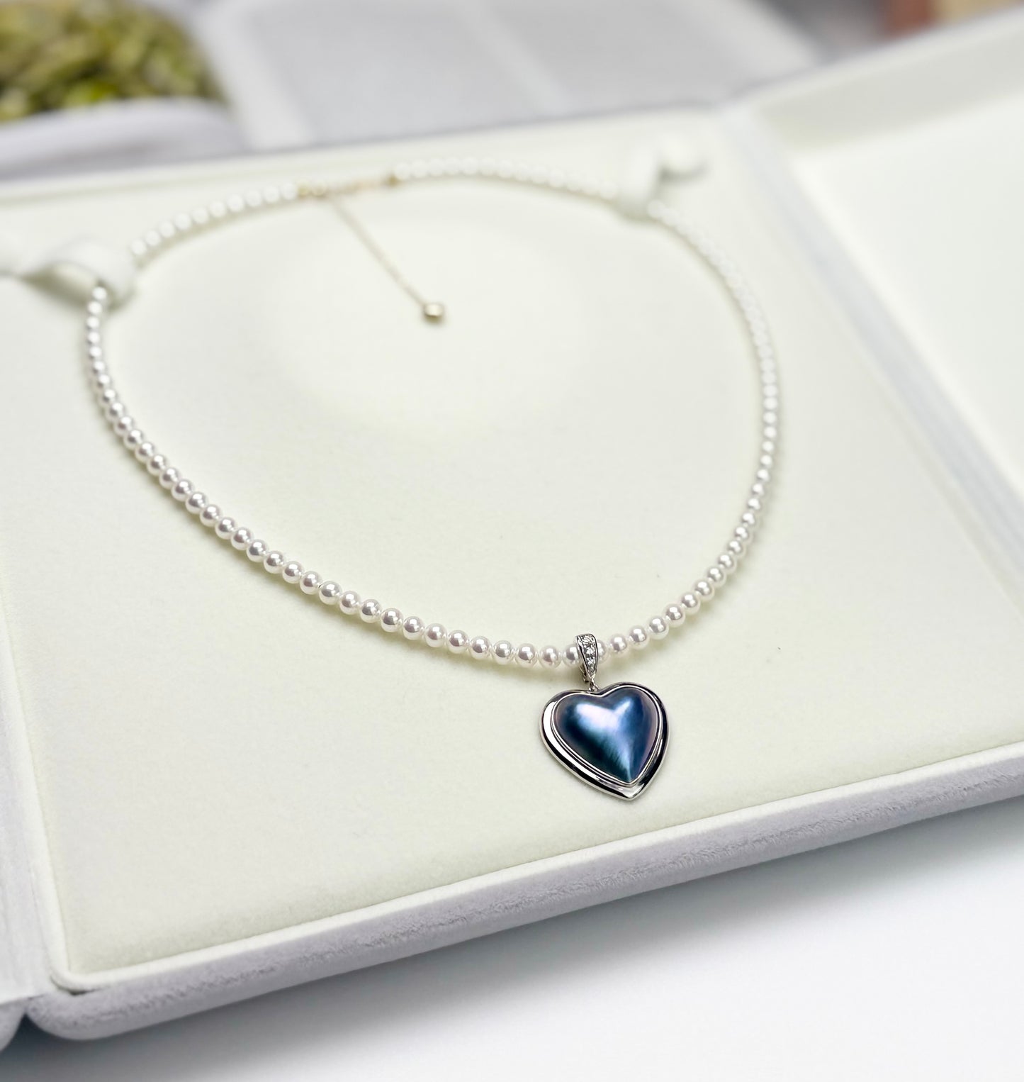 Heart-Shaped Saltwater Blue Mabe Pearl Pendant.