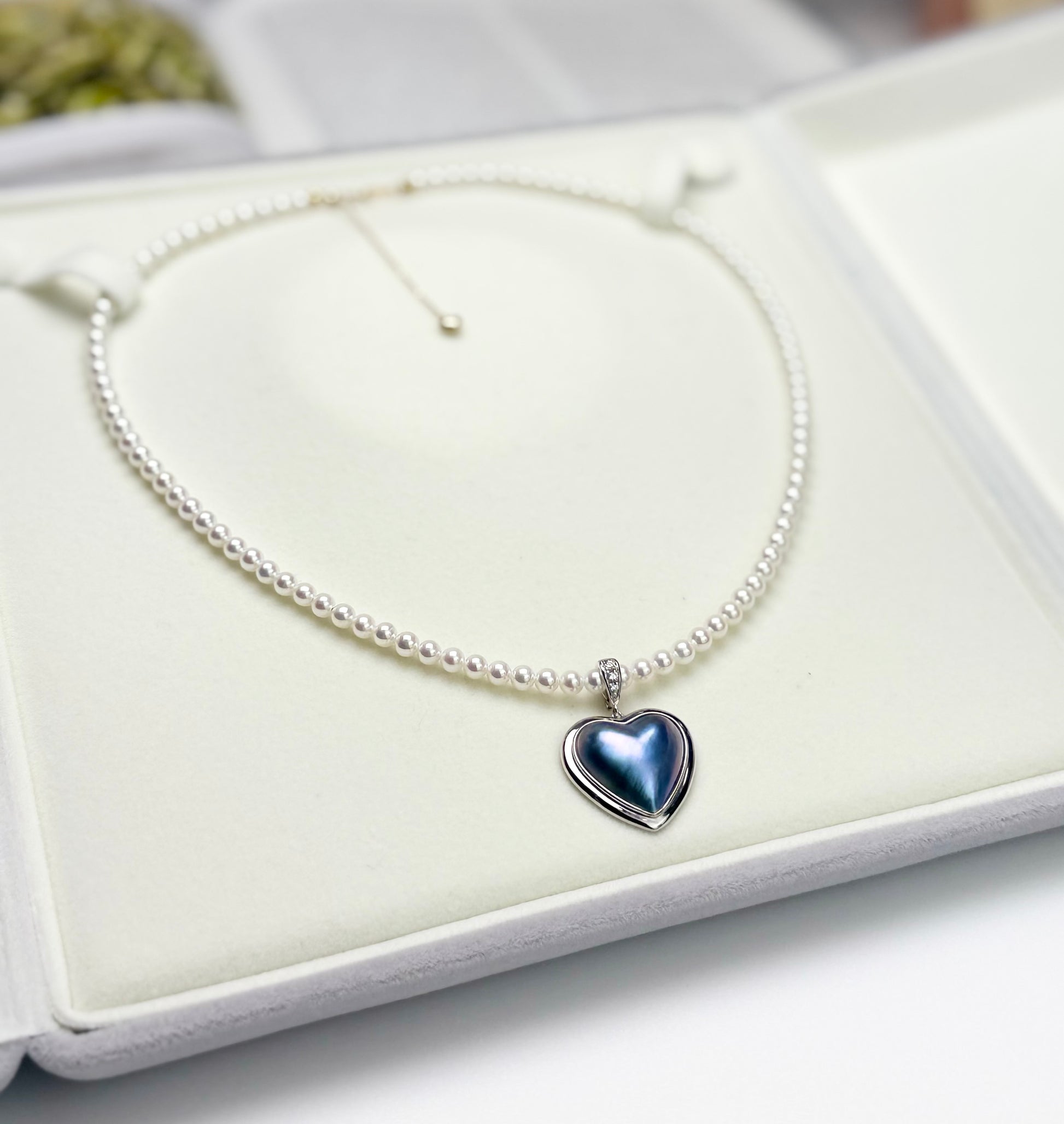 Heart-Shaped Saltwater Blue Mabe Pearl Pendant.