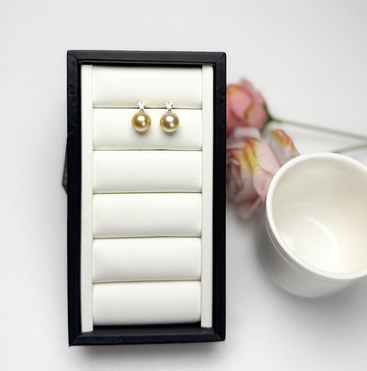 18K Solid Gold Golden South Sea Pearl Earrings | Timeless