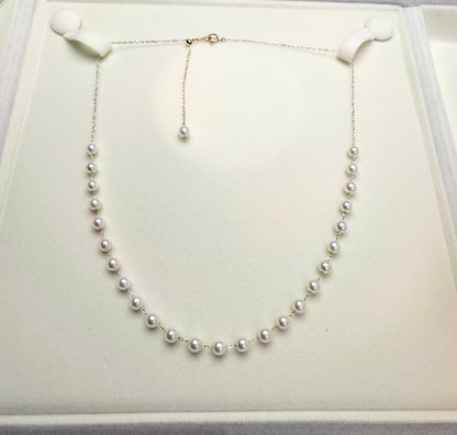18K solid Gold Designer Akoya Pearls (4.5-5mm) Necklace