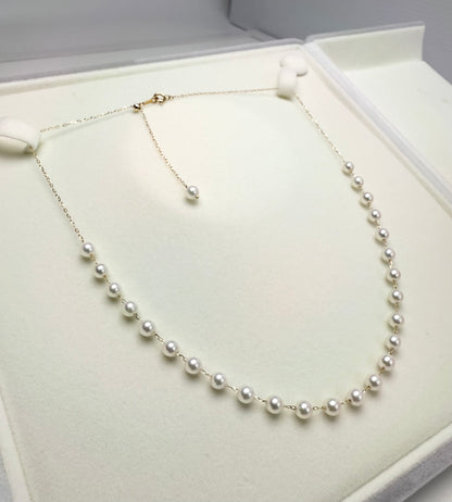 18K solid Gold Designer Akoya Pearls (4.5-5mm) Necklace