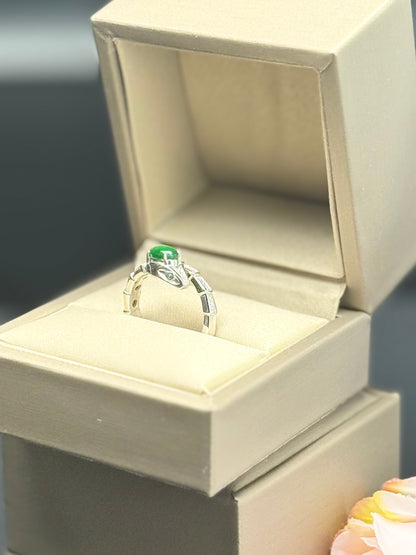 Natural Grade A Snake-Inspired Jadeite Ring | Symbol of Power, Grace & Protection.