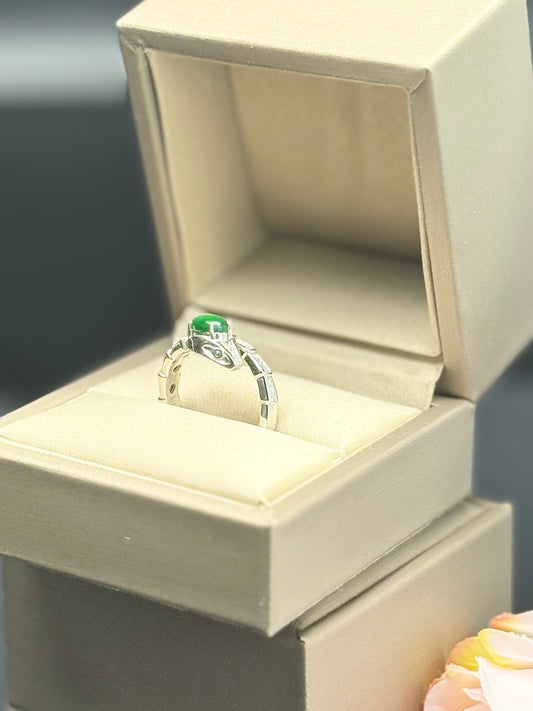 Snake-Inspired Grade A Jadeite Ring | Symbol of Power, Grace & Protection