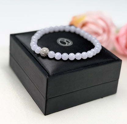 Natural Grade A Lavender Purple Jadeite Serenity Bracelet