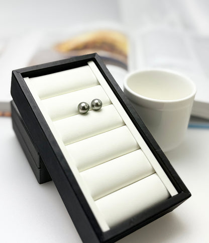 Elegant Tahitian Silver Grey Pearl (9.5-10mm) Stud Earrings | Classic Design
