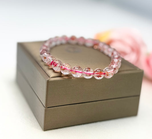 Super 7 Strawberry Crystal Bead Bracelet | Love & Abundance