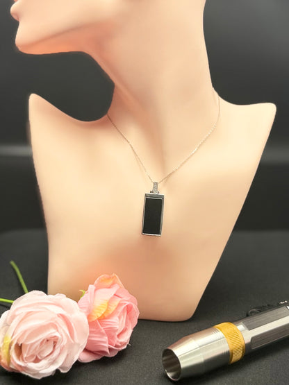 Natural Grade A Rectangle (无事牌）Black Jadeite Pendant | Modern Elegance.