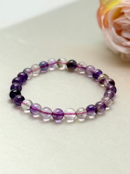 Natural Super 7 Purple Crystal Bead Bracelet