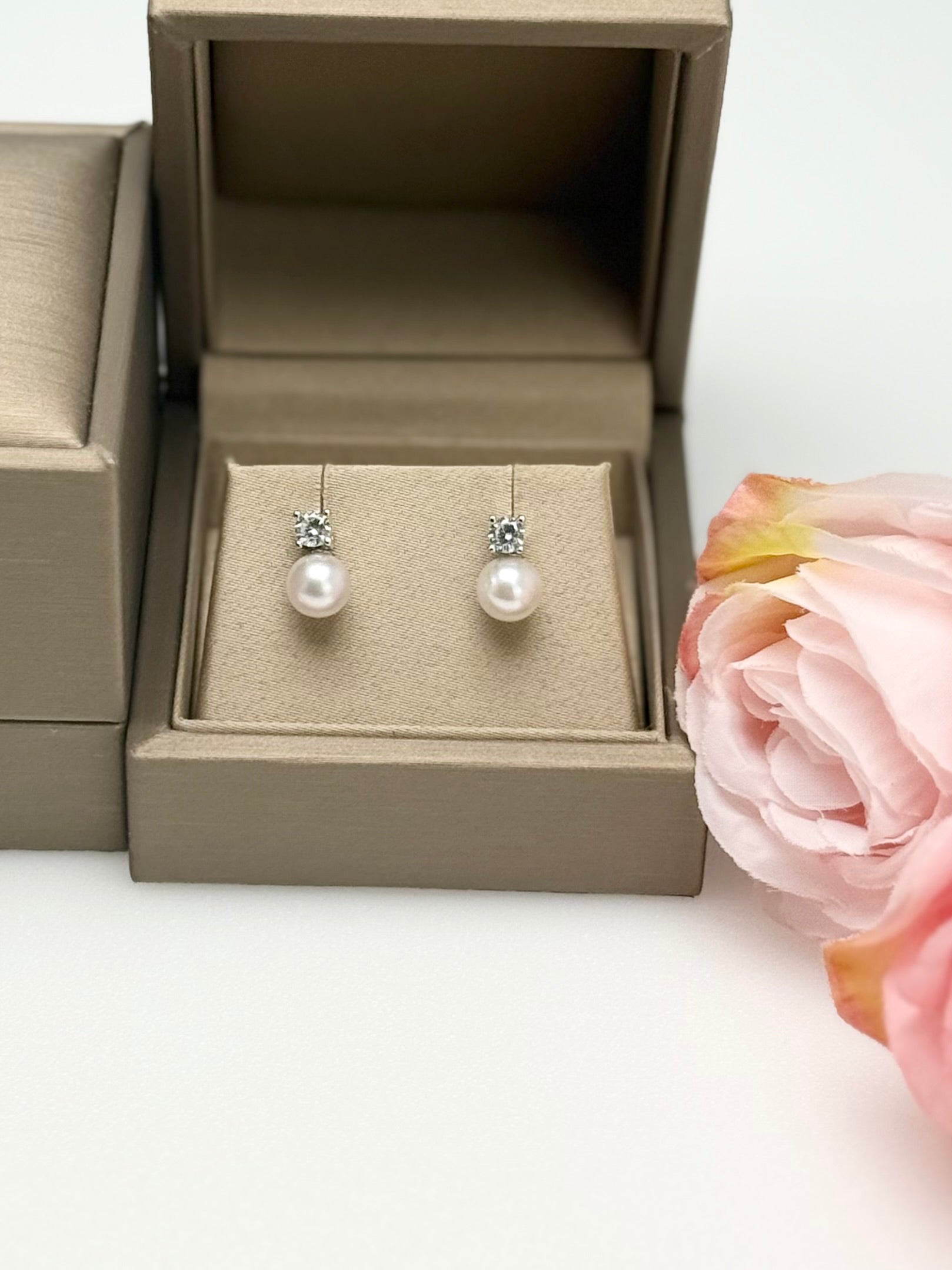 Elegant 2-way Design Akoya Pearl (6.5-7mm) Stud Earrings | Timeless.