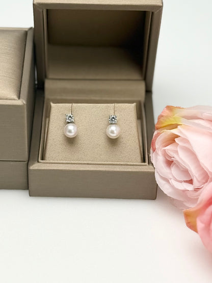 Elegant 2-way Design Akoya Pearl (6.5-7mm) Stud Earrings | Timeless.